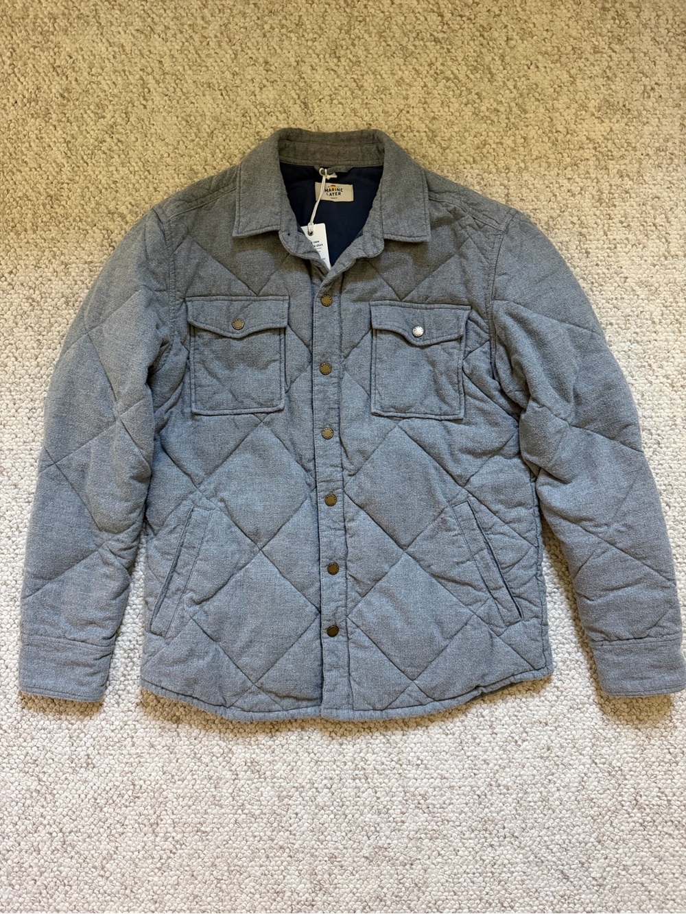 Marine Layer Men's Olin Quilted Overshirt - Heather Grey - Small